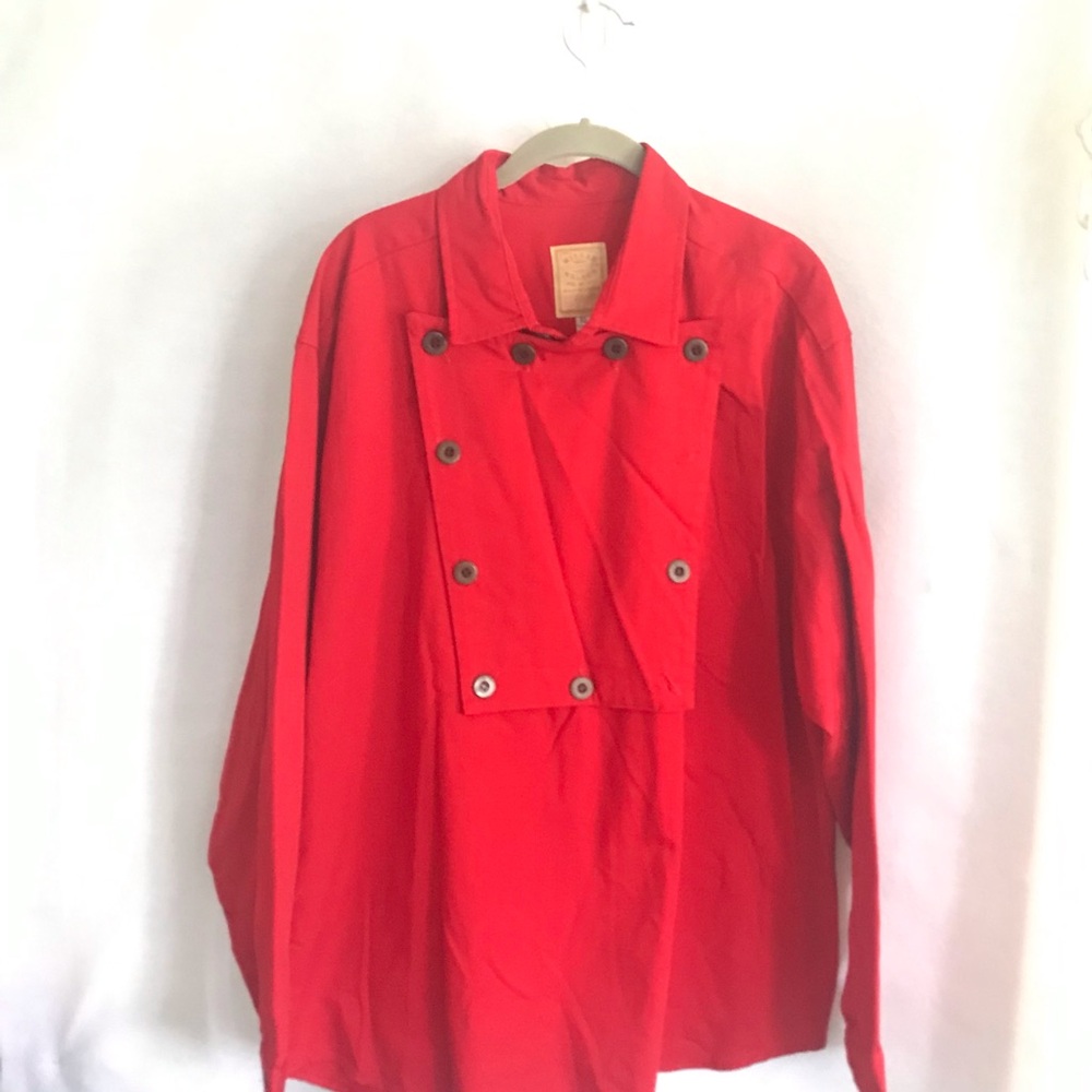 Classic Men’s Red Trench-Style Shirt Coat